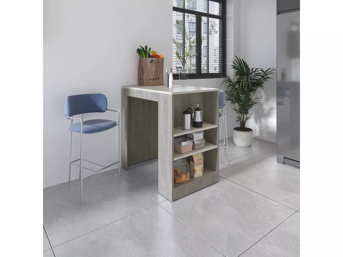 Table d'appoint Portree en mélamine avec 2 étagères , 91.18 cm X 92 cm X 58.9 cm , Blanc