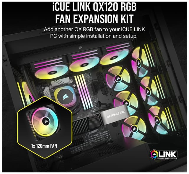 Corsair iCUE LINK QX120 RGB 120mm PWM-udvidelsesblæser