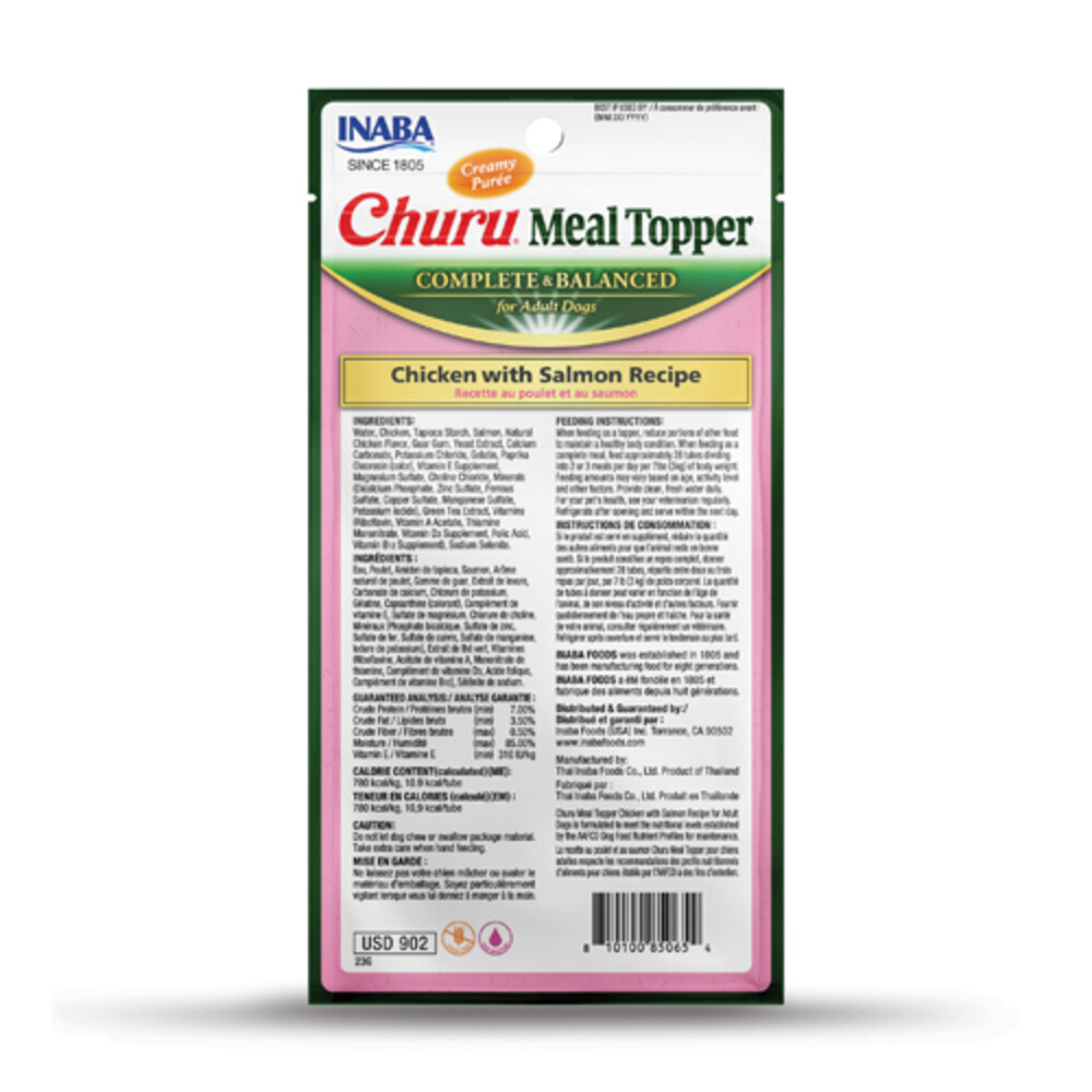 Inaba Churu Meal Topper Hondenvoer Chicken & Salmon4 x 14 gr