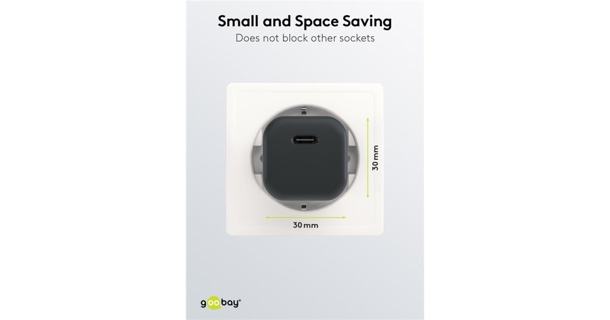 goobayUSB-C PD GaN snellader Nano (20 W)   (Zwart, 1x USB-C, Power Delivery 3.0)