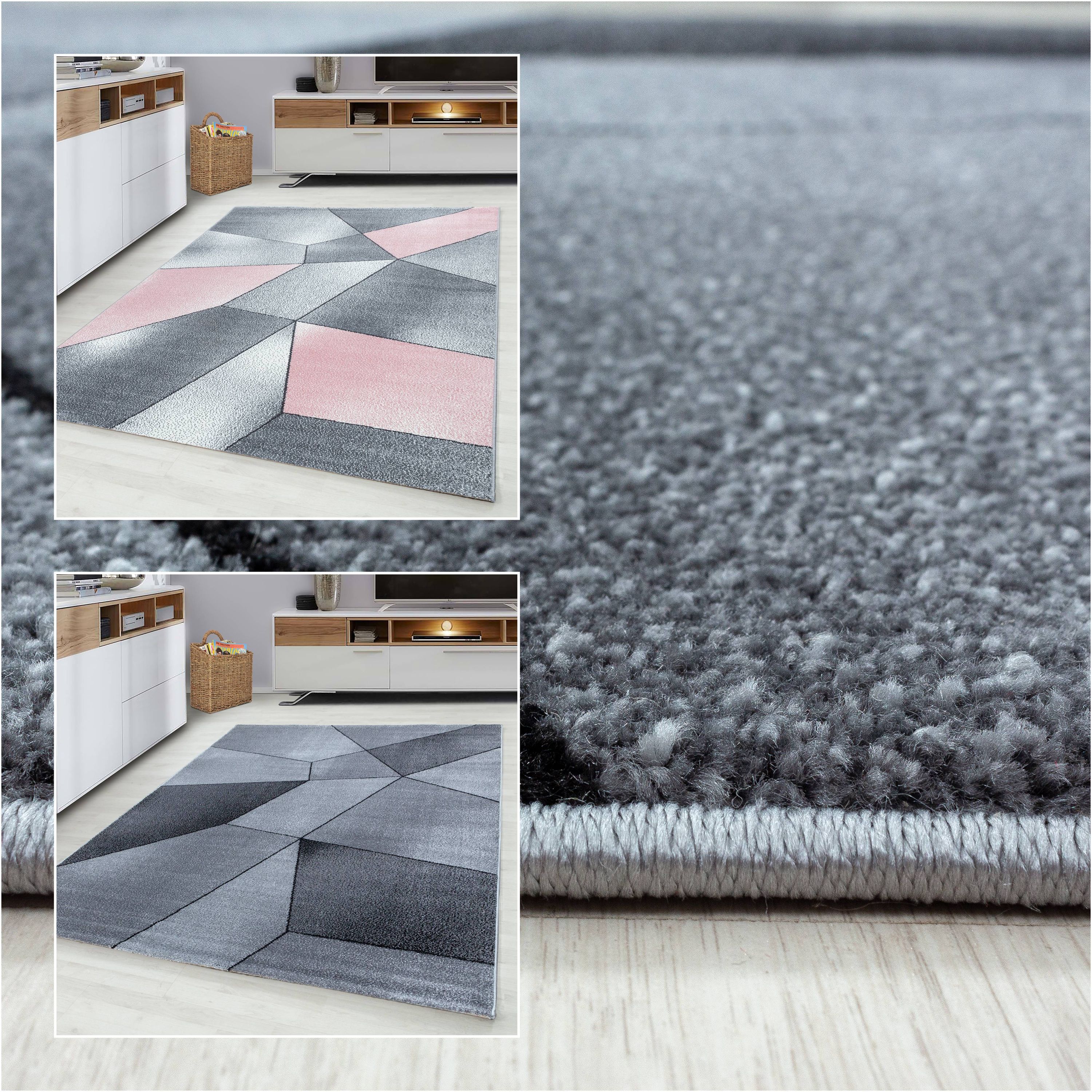 Exklusiver Designer-Kurzflor-Teppich: Modernes, abstraktes Muster, stilvoll