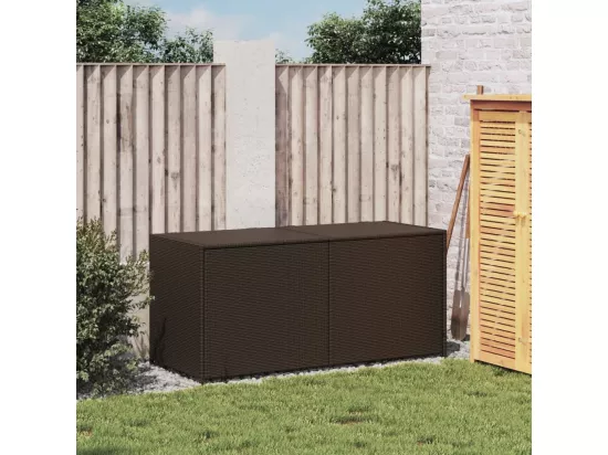 Boîte de rangement de jardin marron 283L résine tressée