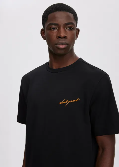 T-shirt met tekst print zwart (ZWART)