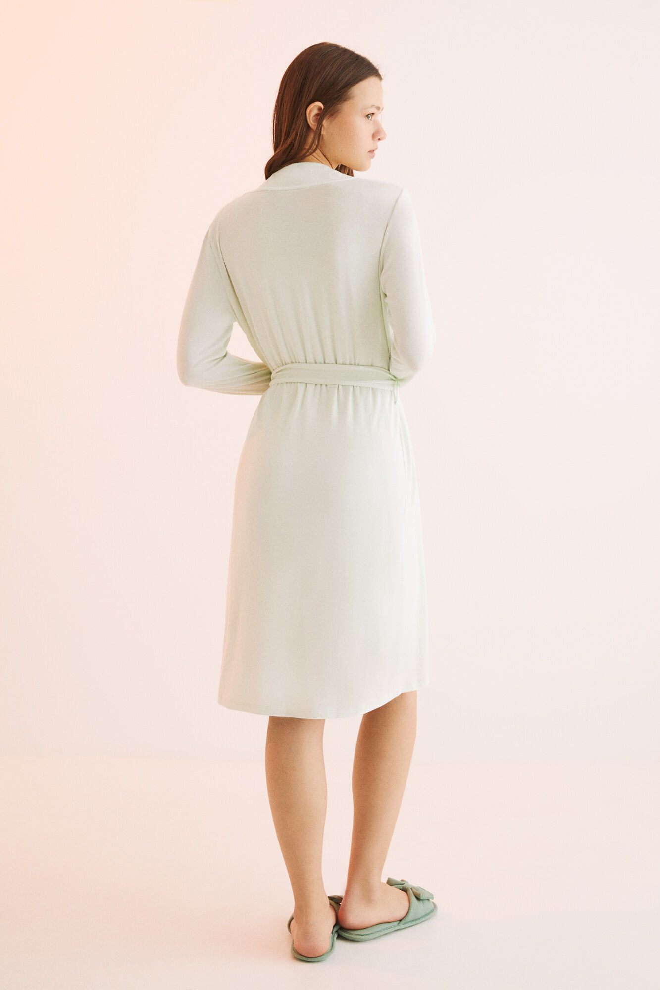 Vestido midi verde de renda - Estampado