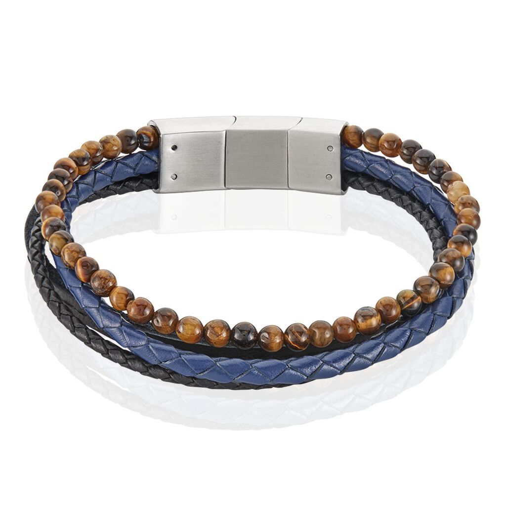 Bracelet Acier Blanc Ulric œil De Tigre