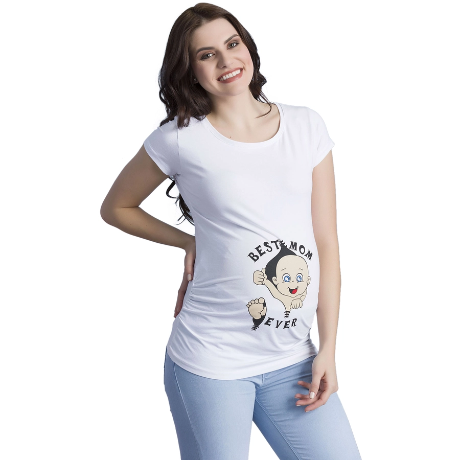 M.M.C. Umstandsshirt Best Mom Ever mit Motiv Weiß