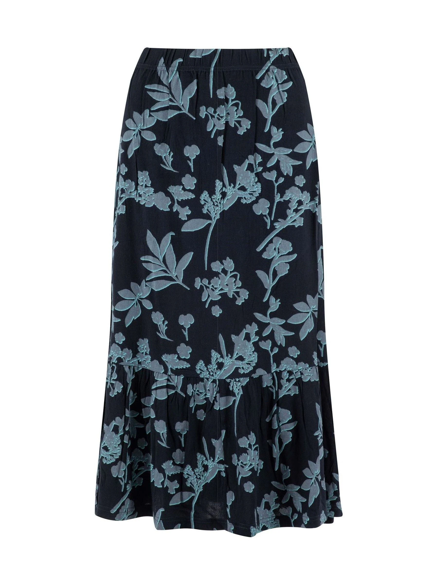 Blauw - Weird Fish Minnerve Tiered Printed Midi Skirt