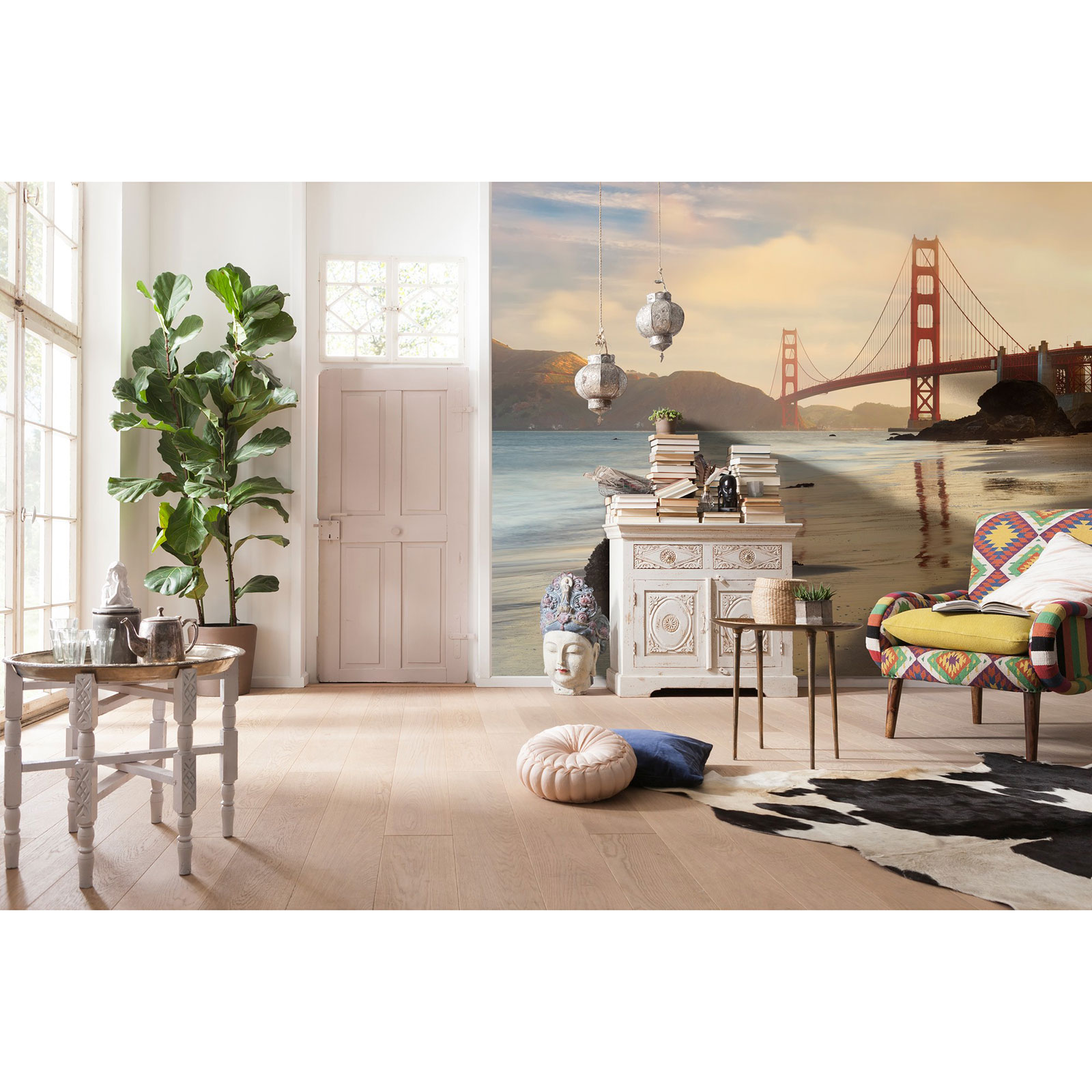 Vlies-Fototapete GOLDEN GATE - braun - 400x260 cm