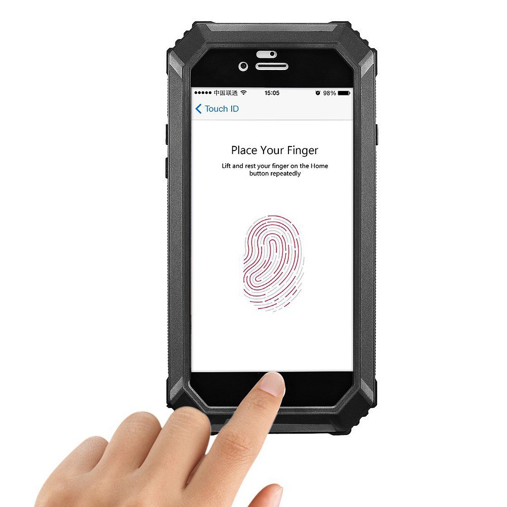 iPhone SE (2022/2020) / 8 / 7 Wasserfeste Hybrid Silikon Metall Outdoor Case Hülle   Panzerfolie - Schwarz