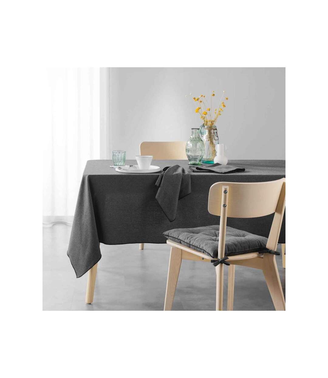 Lot de 3 Serviettes de Table Mistraline 40x40cm Anthracite