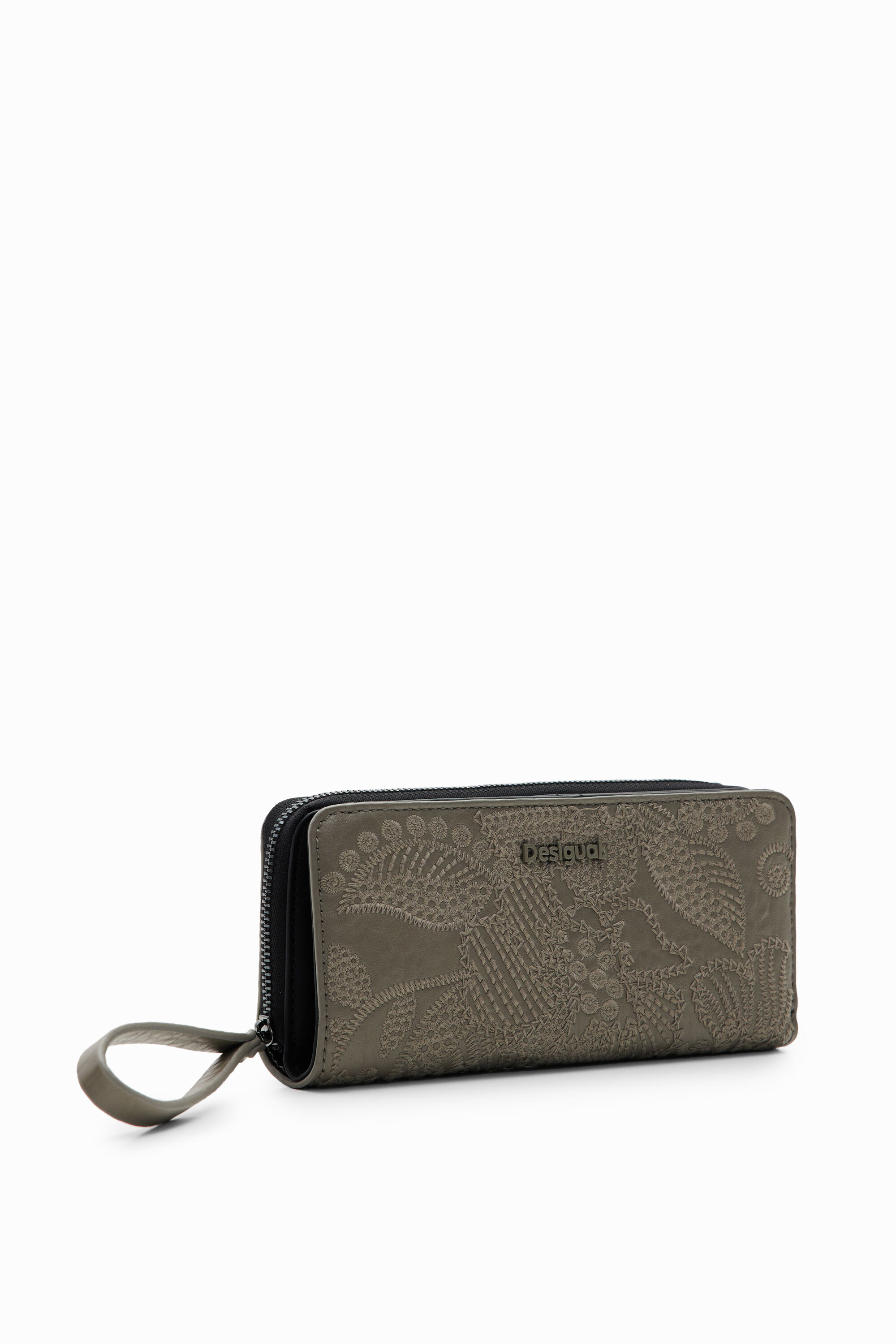 Grand portefeuille broderie fleurs