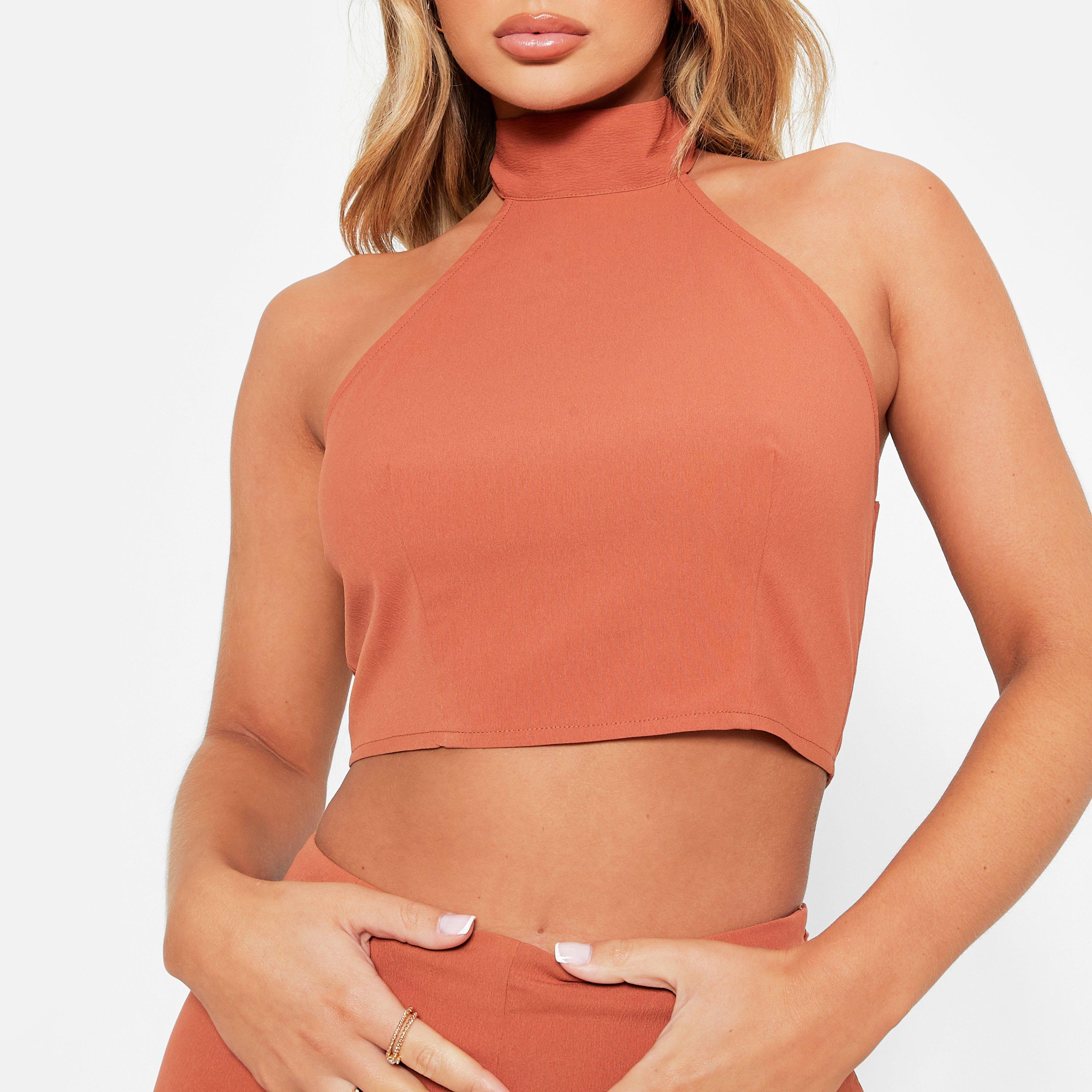 I Saw It First ISAWITFIRST Textured Halterneck Crop Top Co Ord