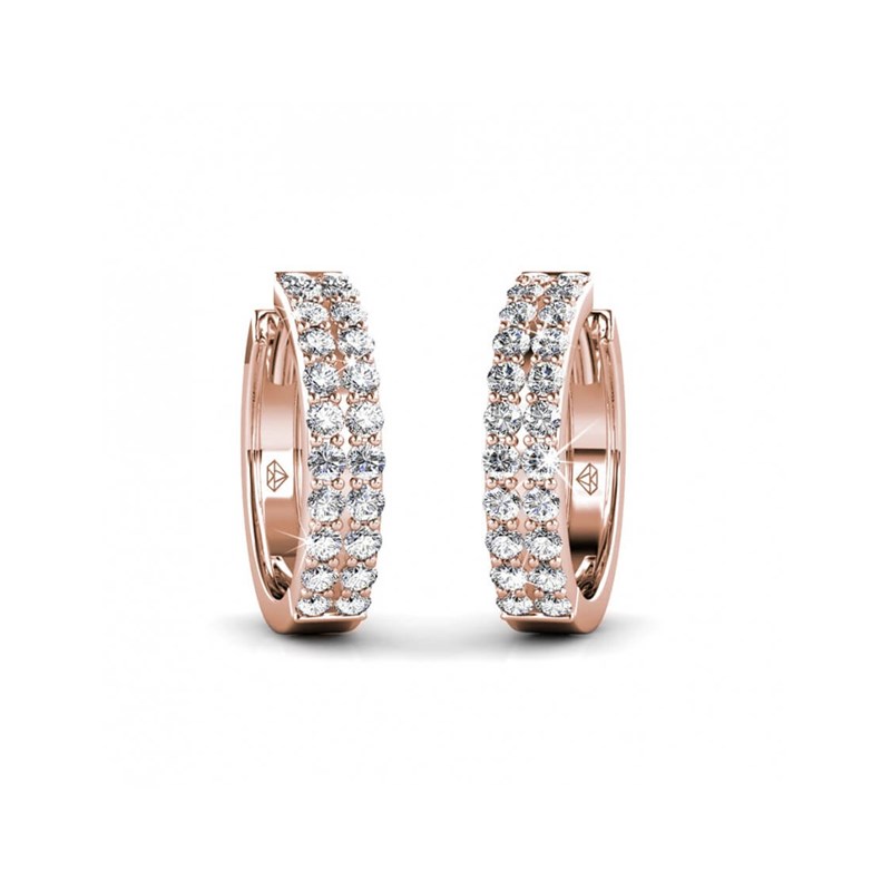 Boucles d'oreilles Glamour - Or Rosé et Cristal