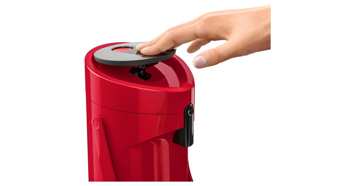 EmsaPONZA Pompthermoskan 1,9 Liter isoleerkan  (Hoogglans rood, Comfort Press)
