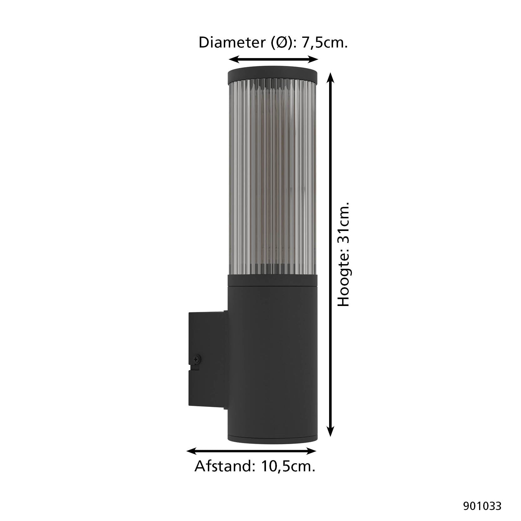 EGLO Salle Wandlamp - E27 - 31 cm - Smoke - Zwart