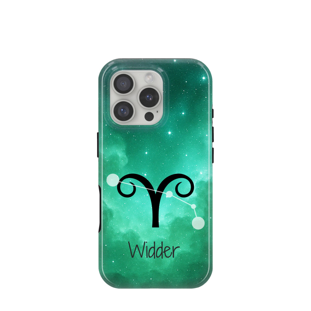 iPhone 16 Pro Hybrid (Kunststoff / Gummi) Hülle Widder 2 - Grün