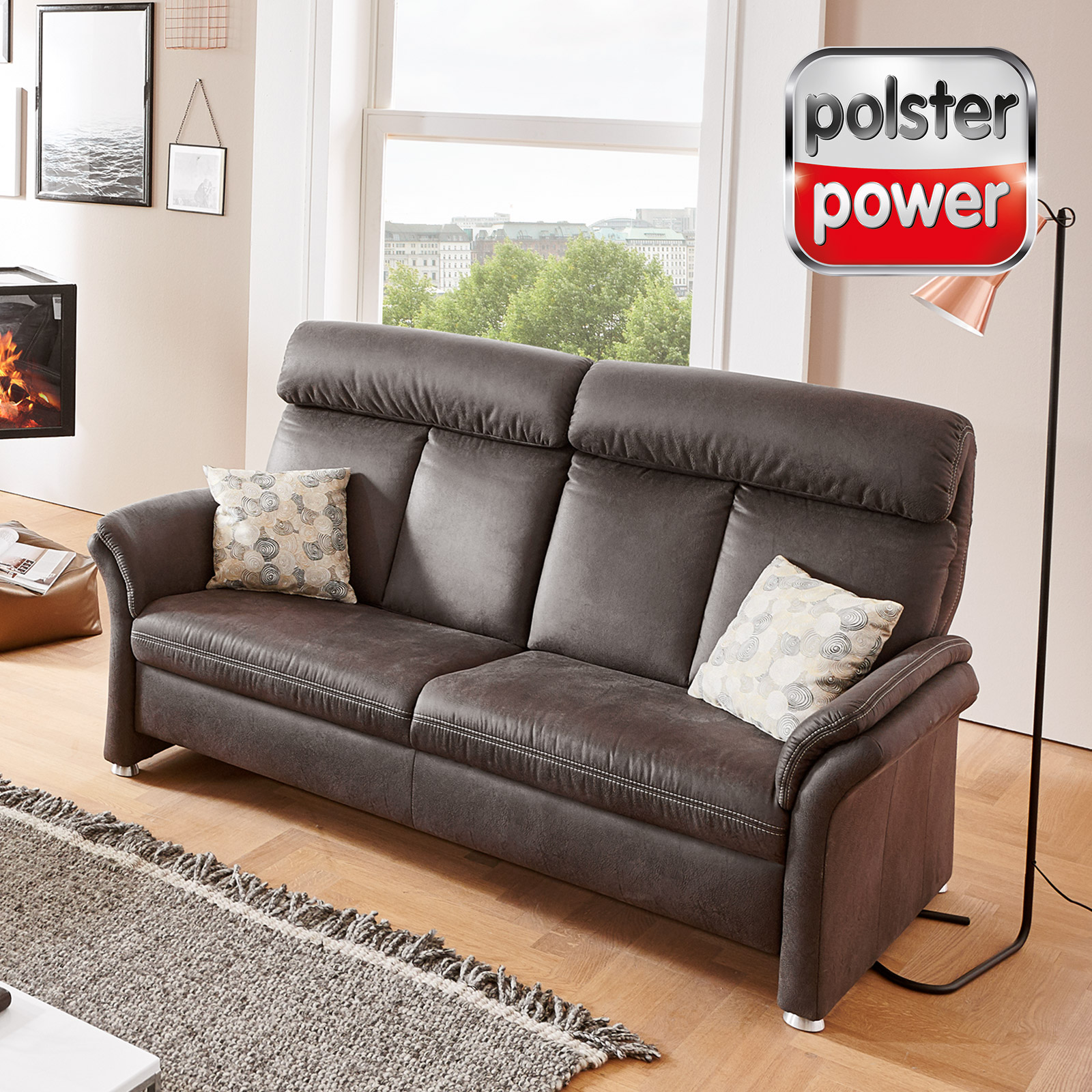 polsterpower 2,5-Sitzer Sofa - Saddle anthrazit
