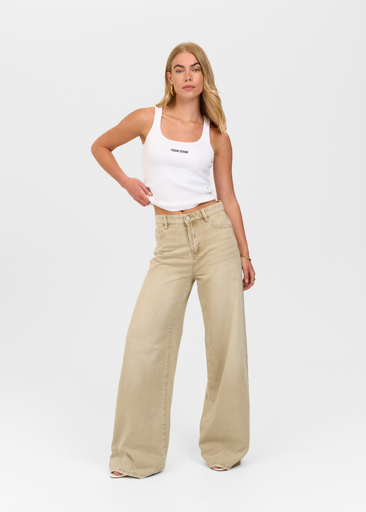 Wide leg classic jeans sage groen