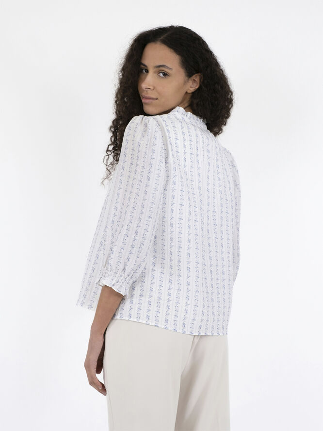 Neo Noir Carlie Flower Stripe Blouse Blue