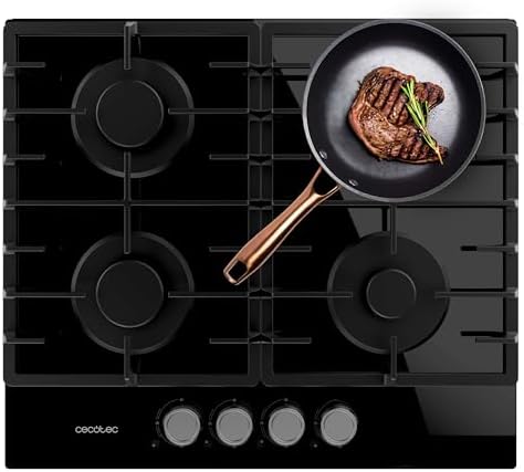 Cecotec Plaque à gaz Bolero Squad G 4200S Glass Black. Plaque à gaz avec 4 feux, finition verre noir, puissance 8000W, grilles individuelles et allumage électrique avec sécurité des vannes. : Cuisine et Maison
