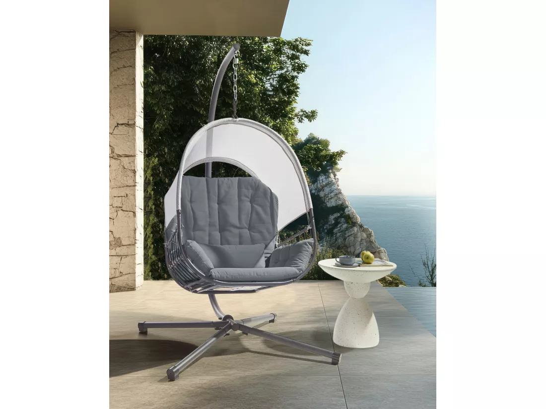 Fauteuil suspendu avec support gris foncé ALVIANO