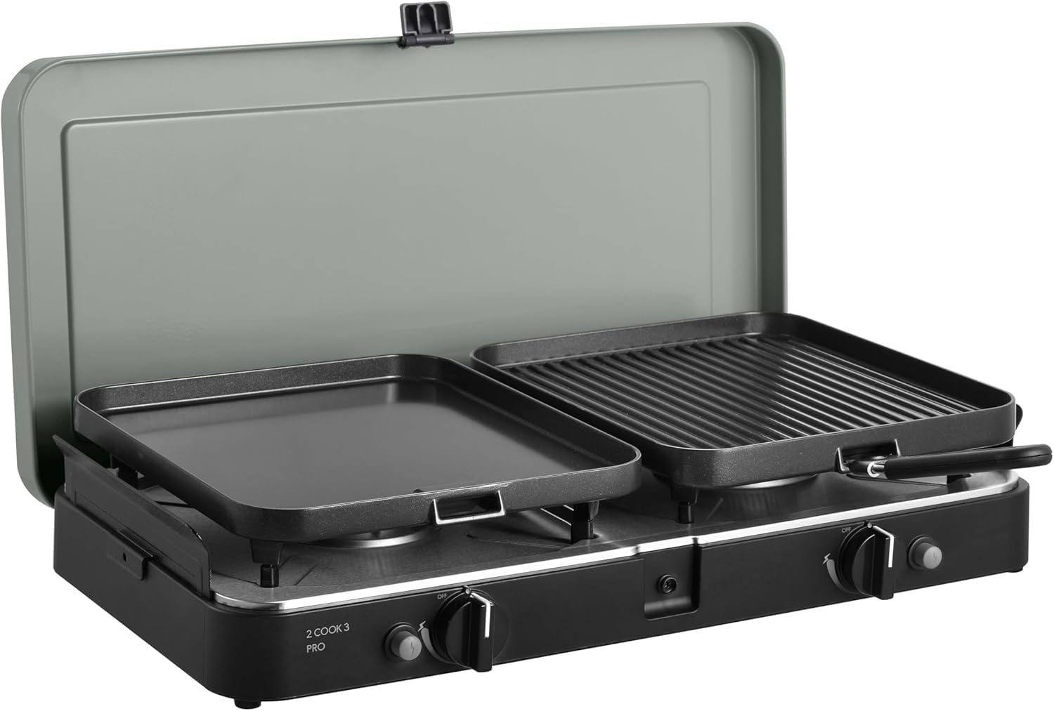 CADAC - 2-Cook 3 Pro Deluxe Camping Gasgrill - 50mBar - Stahl, Aluminium und Kunststoff - Gas-Campingkocher - inkl. Camping Kuchbuch & Transporttasche