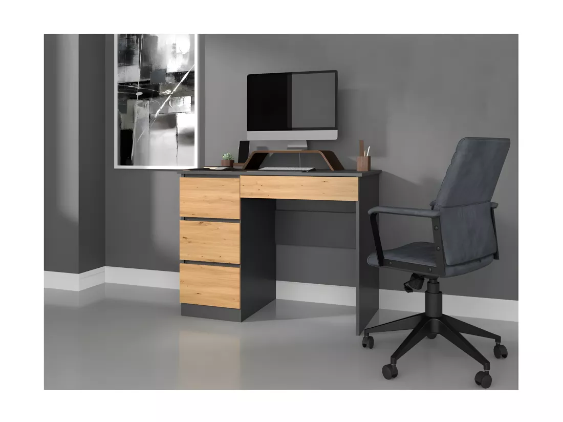 MESO - Bureau droit style moderne bureau/chambre - 98x51x76 cm - 4 tiroirs
