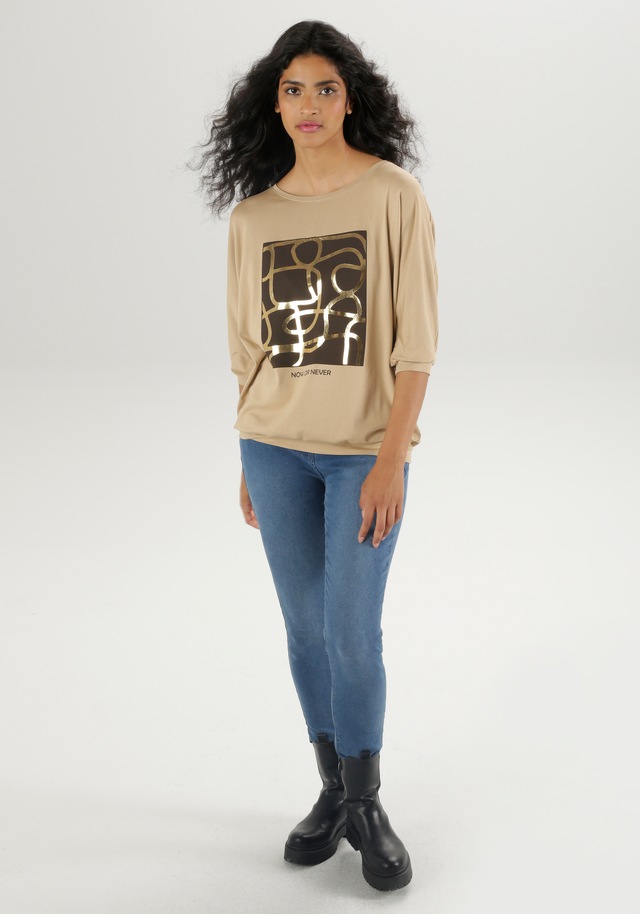 Aniston SELECTED Fledermausshirt , mit goldfarbenem Folienprint