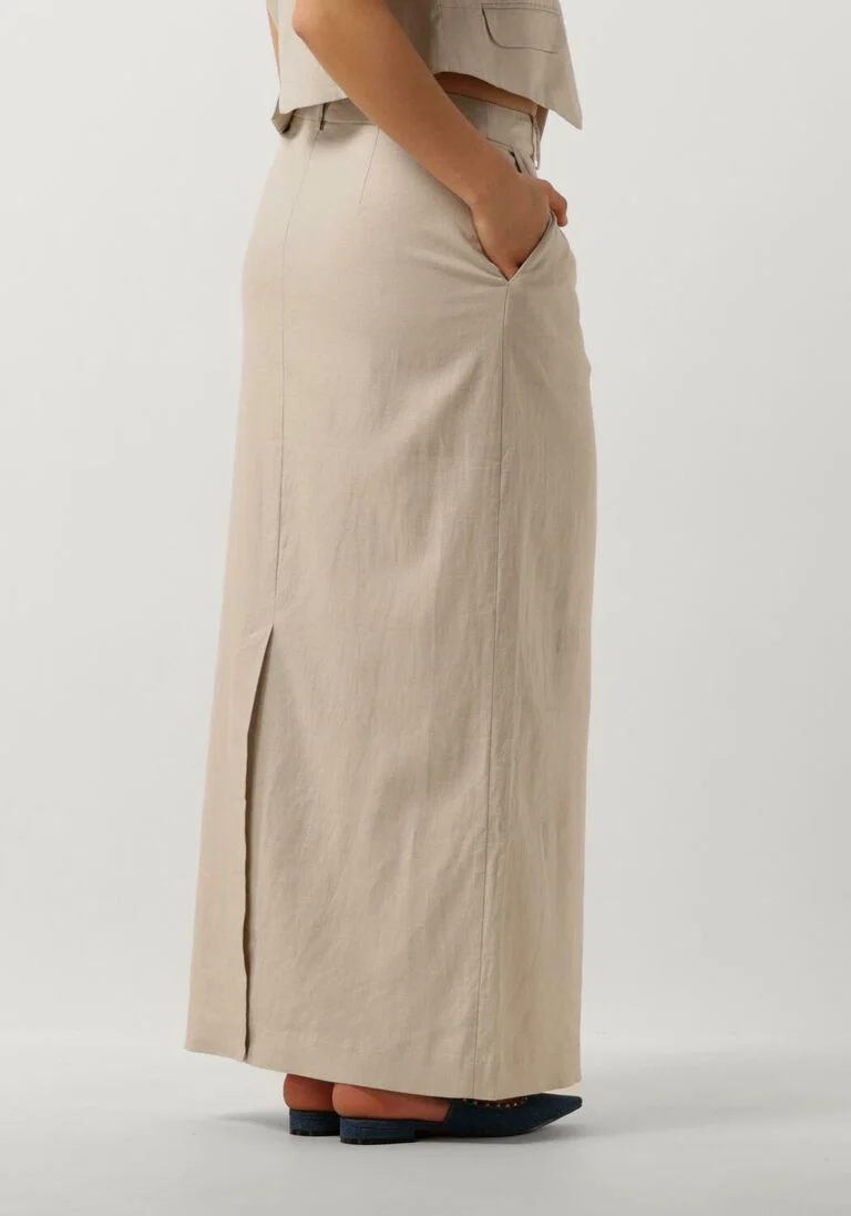 GESTUZ beige gestuz maxirok lizagz linen hw skirt