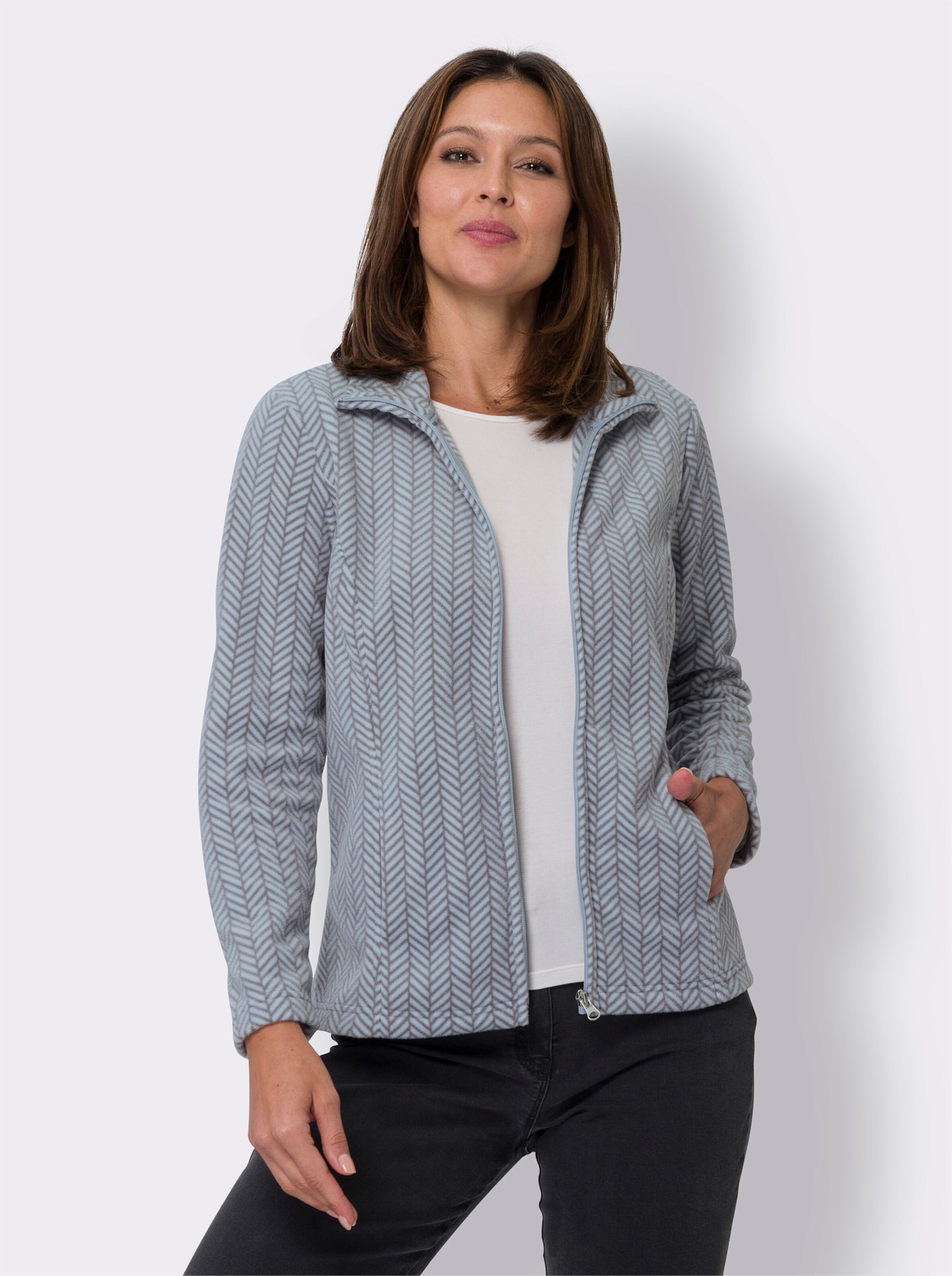 Fleecejacke mit Zick-Zack-Muster