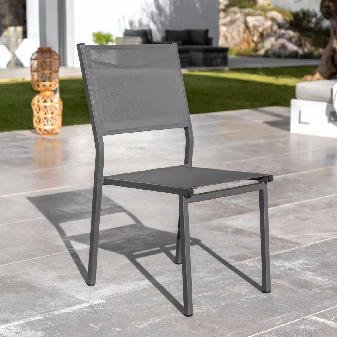 Chaise de jardin aluminium empilable Murano Gris anthracite