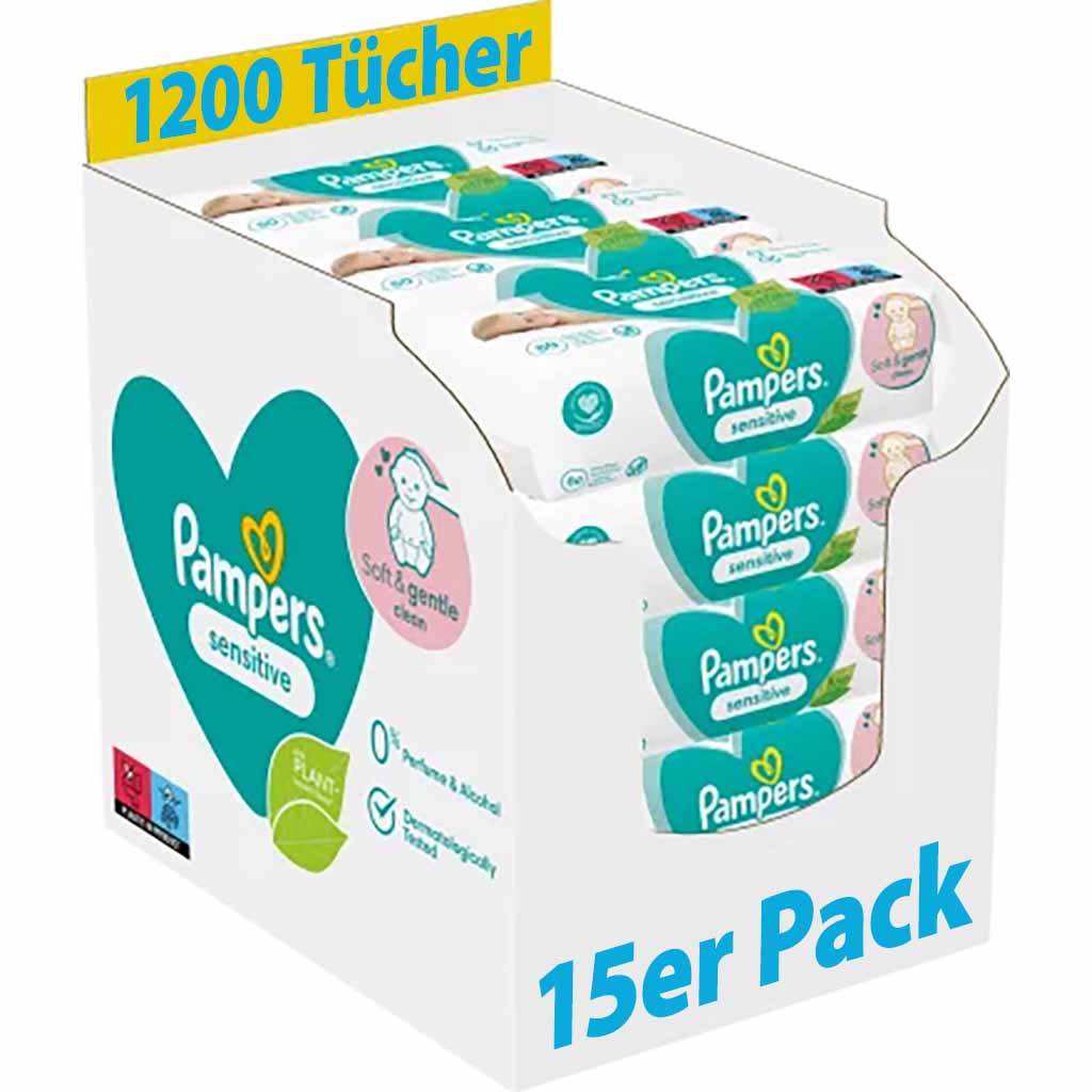 Pampers Feuchttücher sensitive (15x80 St), Vorteilspack, 1.200 Stück MHD:1.5.27