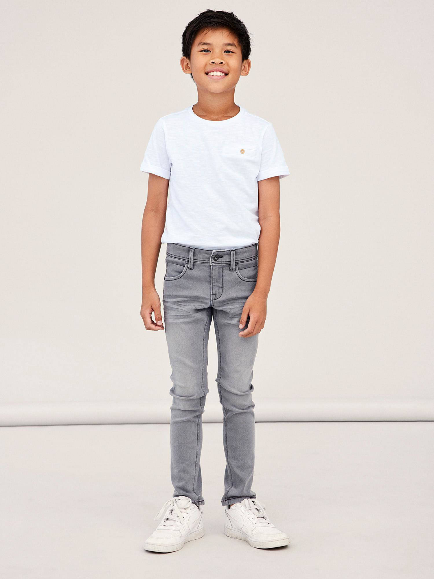 NAME IT slim fit jeans NKMSILAS grijs
