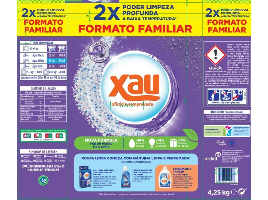 DETERGENTE MÁQUINA ROUPA PÓ XAU LAVANDA 85D