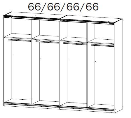Schwebetürenschrank - Sonoma Eiche-weiß Hochglanz - 271 cm