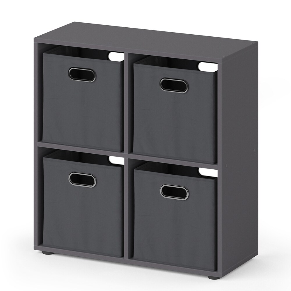 Vicco Raumteiler Standregal Bücherregal 4 Fächer Tetra Grau Hochregal Faltbox