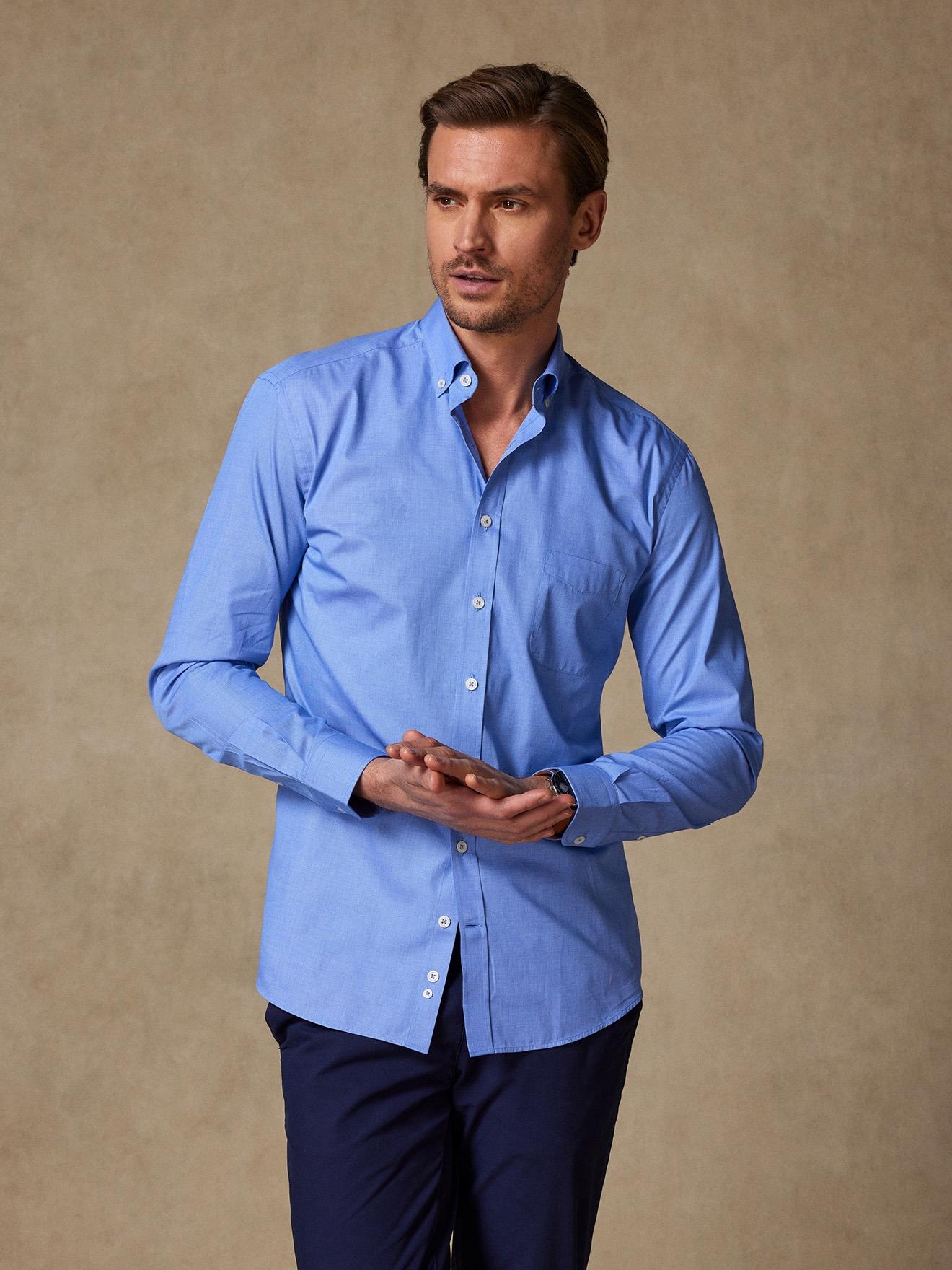 Chemise Daria en popeline bleue - Col Boutonné