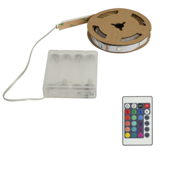 Handson LED strip op batterijen met RGB kleuren IP20 2 meter incl. afstandsbediening