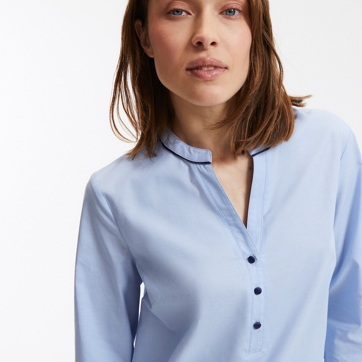 COLEÇÕES LA REDOUTE<br>Camisola de algodão com efeito chambray