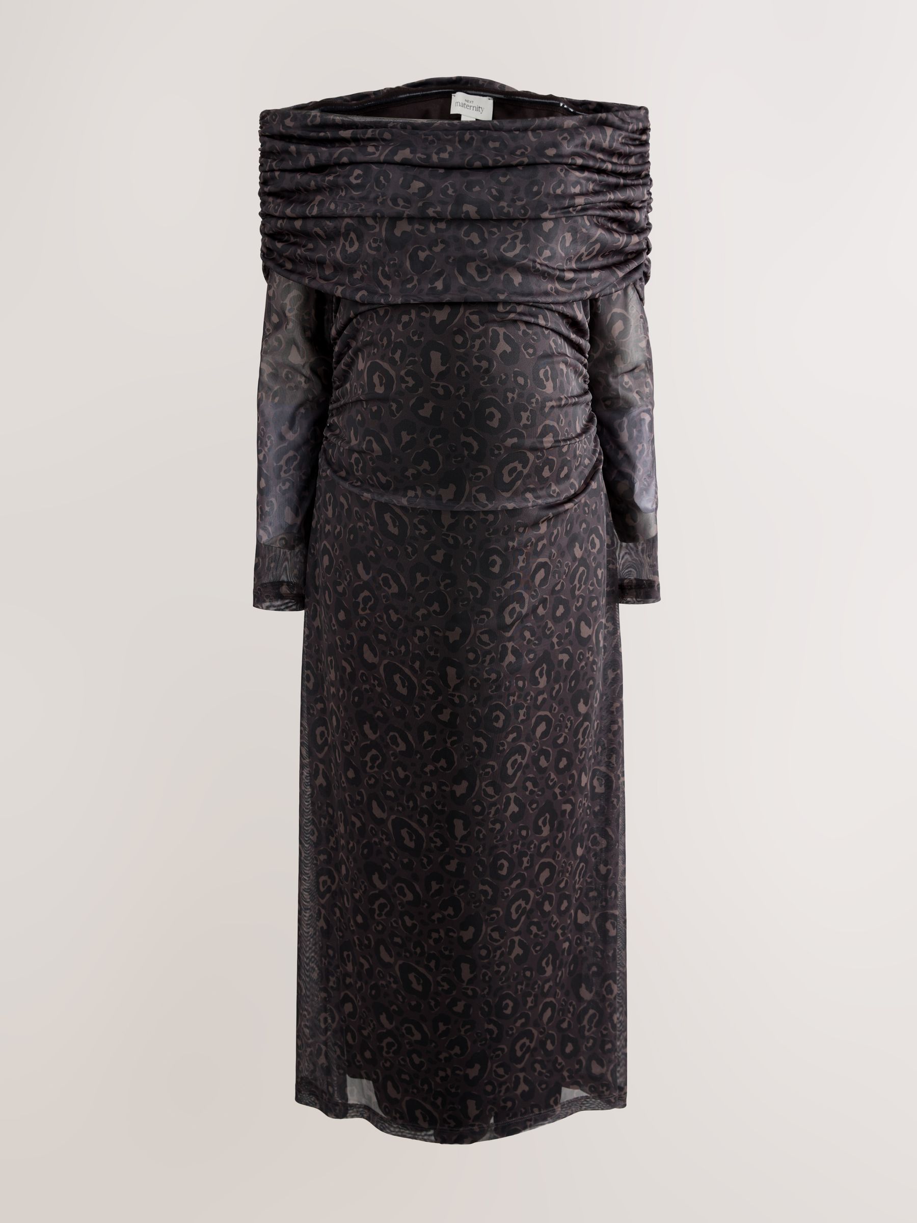 Zwart met dierenprint - Maternity Mesh Bardot Dress
