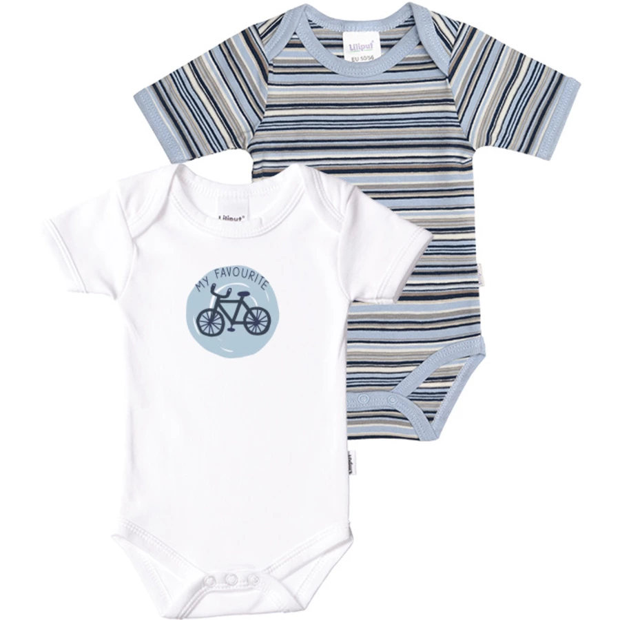 Liliput Kurzarm-Bodys 2-er Pack blau und weiß
