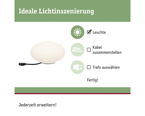 Paulmann Plug & Shine lichtobject IP67 2.8W 160 lm 3000 K Steenwit 230/24 V