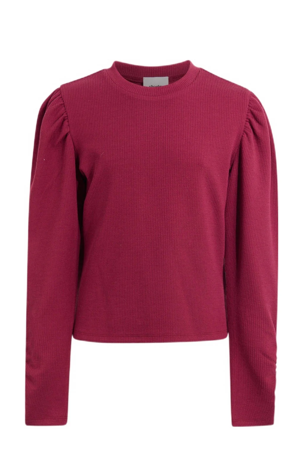 Shoeby longsleeve donkerrood rib gebreid