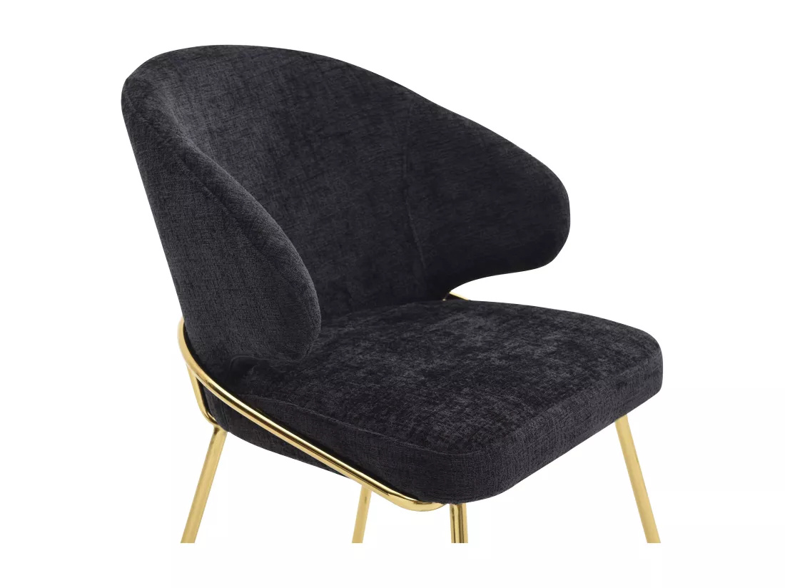 Lot de 2 chaises en tissu et métal doré - Noir - LUXIVA de Pascal Morabito