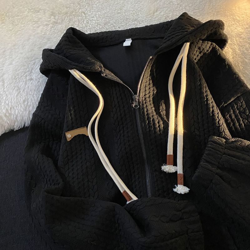 Bolgivy - Hoodie met rits en reliëfapplicatie