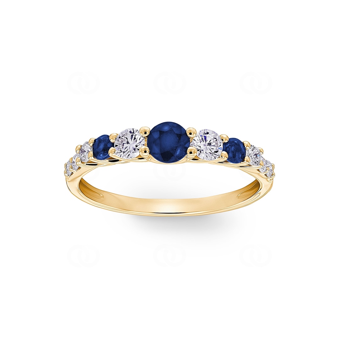 Mémoire Ring 750/18 K Gelbgold mit Saphiren & Diamanten 0.35 ct H/si
