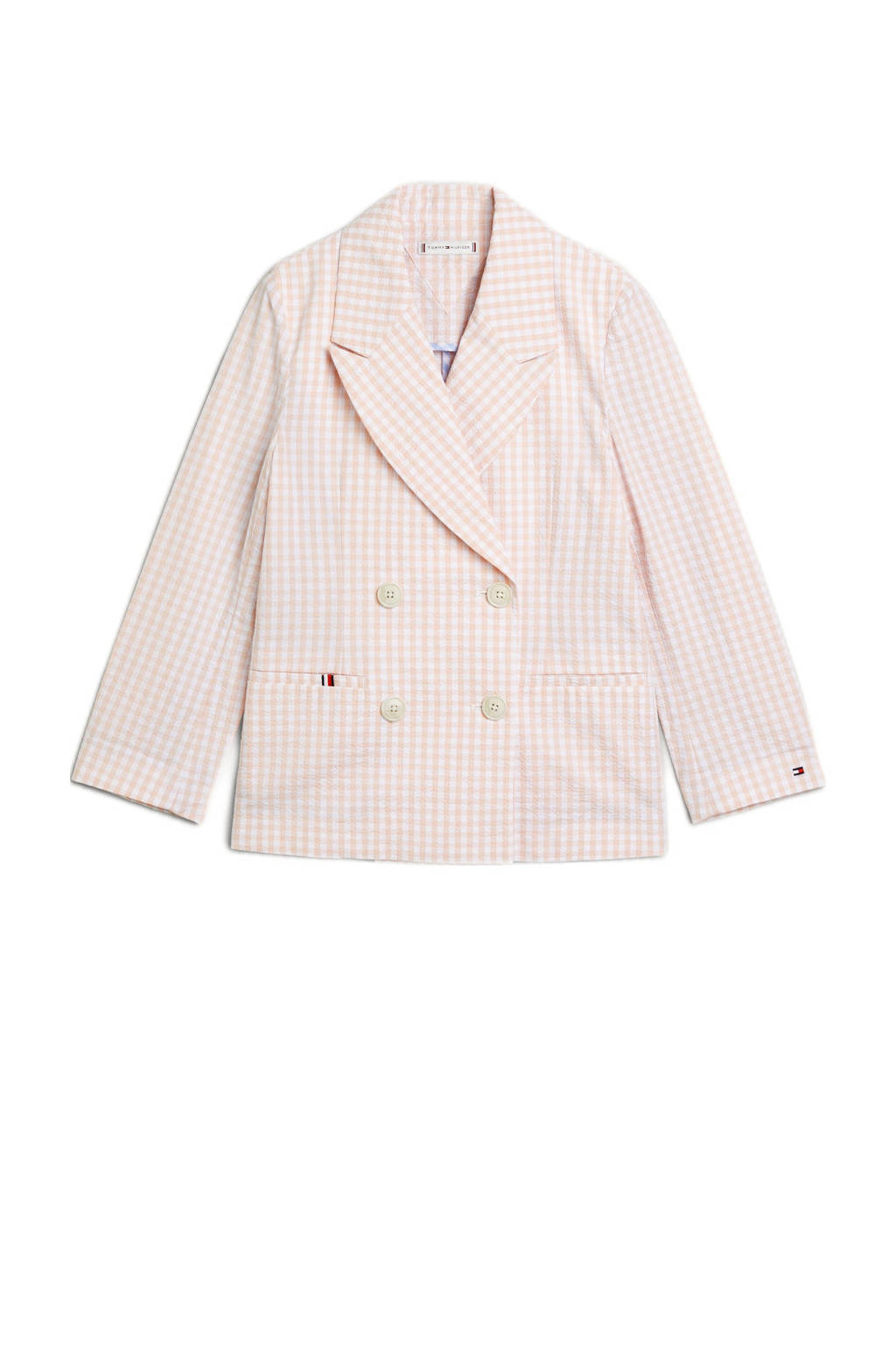Tommy Hilfiger geruite blazer lichtroze/wit