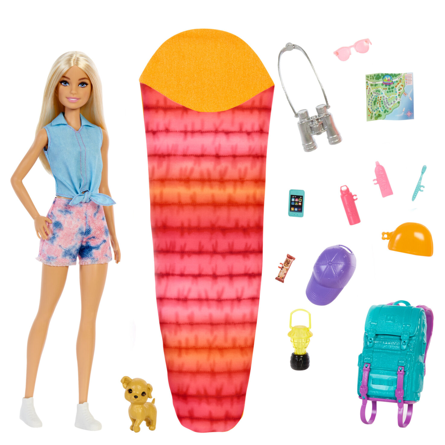 Barbie Barbie im Doppelpack! Camping Spielset mit Malibu Puppe Hündchen & Accessoires 3+ Jahre