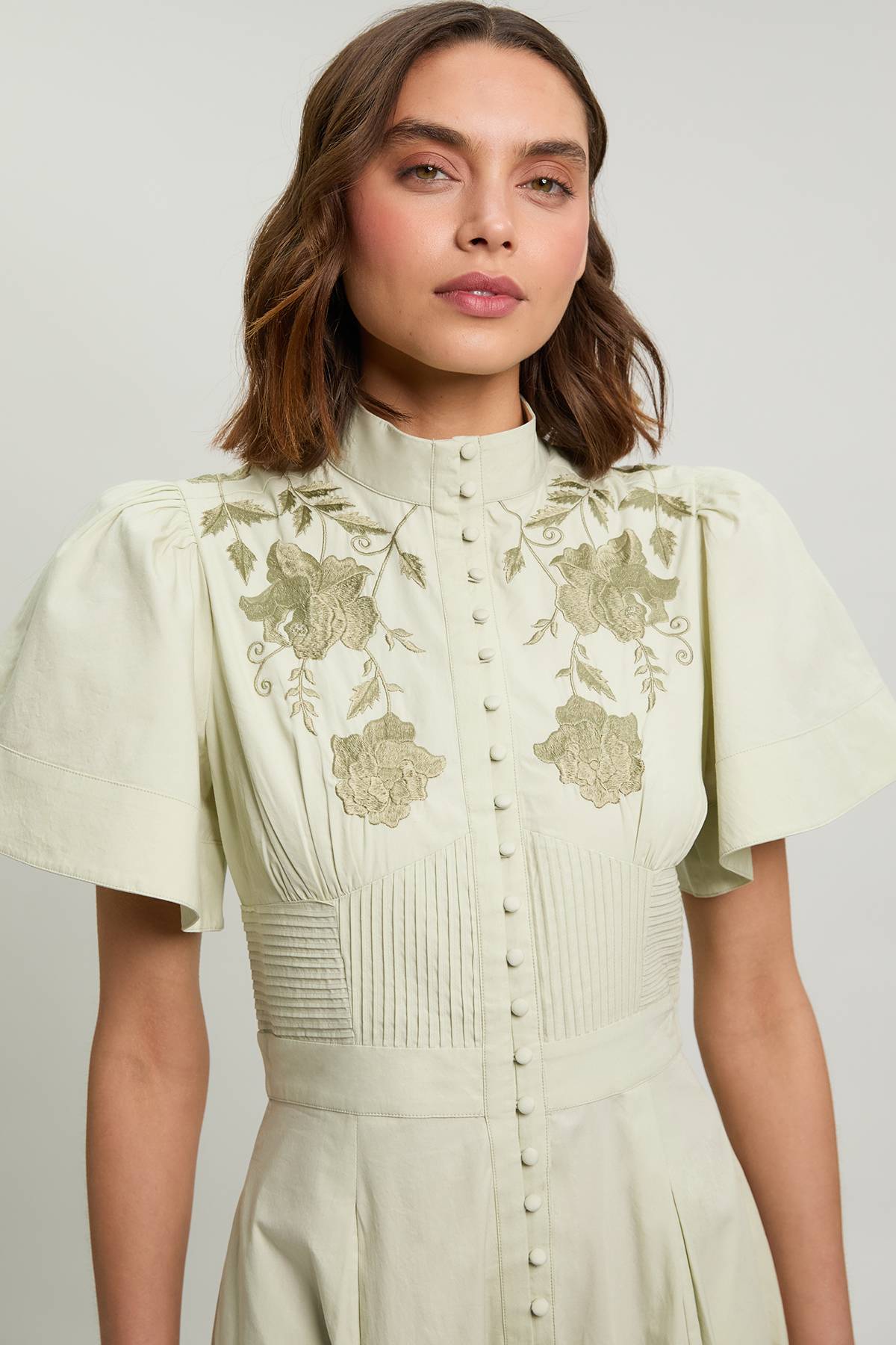 KarenMillen Robe Chemise À Taille Froncée Et Détails Brodés