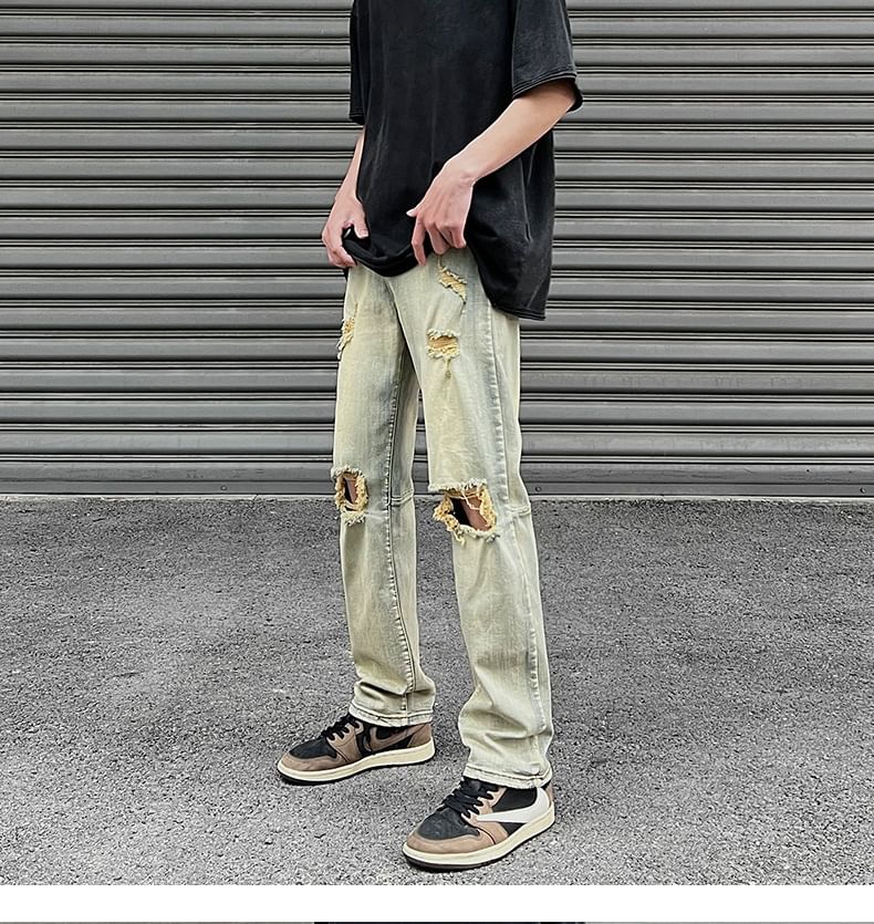 WidoWilder - Mid Rise Washed Straight Leg Jeans